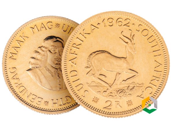 2 rand pièce d'or sud africain avec les deux face apparentes